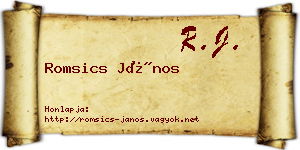 Romsics János névjegykártya